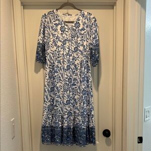 Blue and White Floral Dress